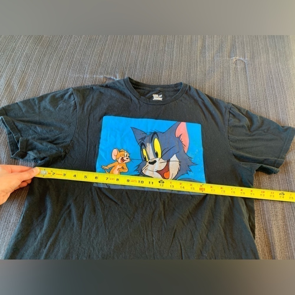 Vintage Disney Tom and Jerry Tee Top T-shirt Black Pink Size L - Picture 11 of 12